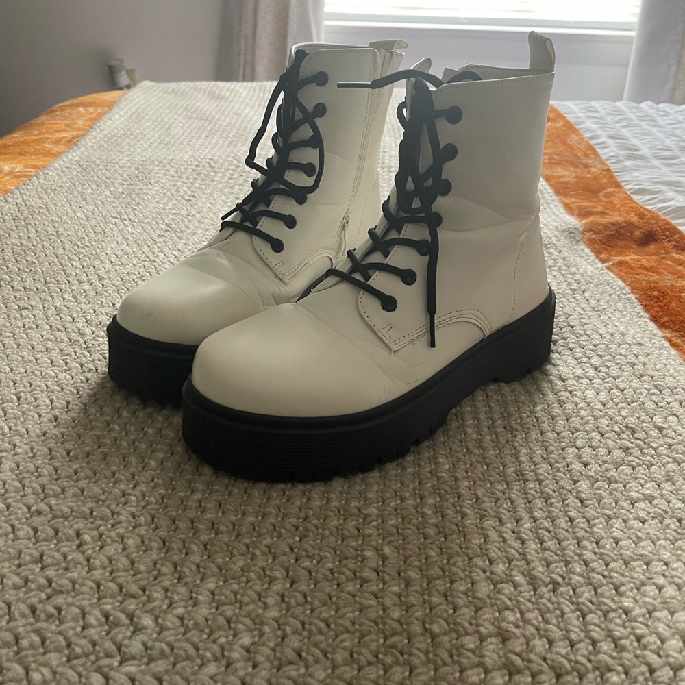 White combat boots